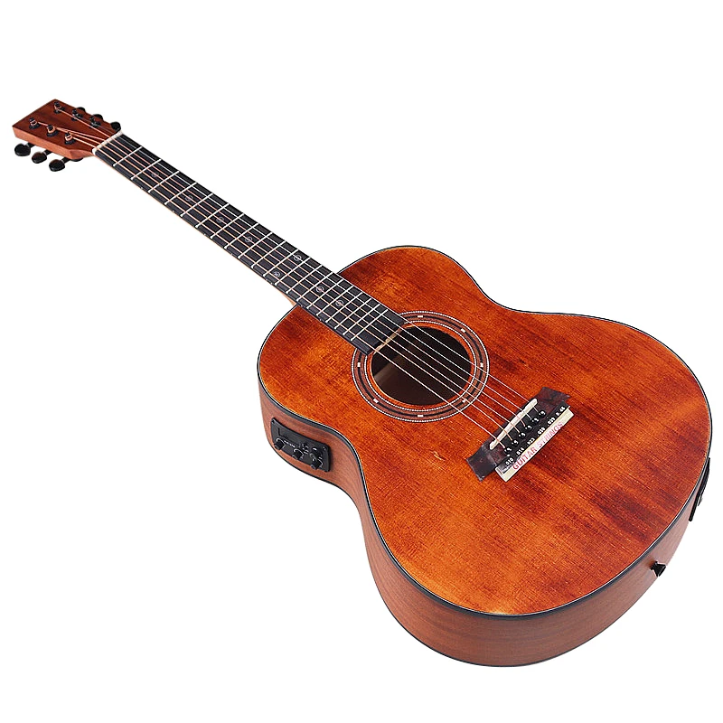 6 Strings Electric Acoustic Guitar 36 Inch Vintage Color Folk Guitar High Glossy Solid Wood Top with EQ