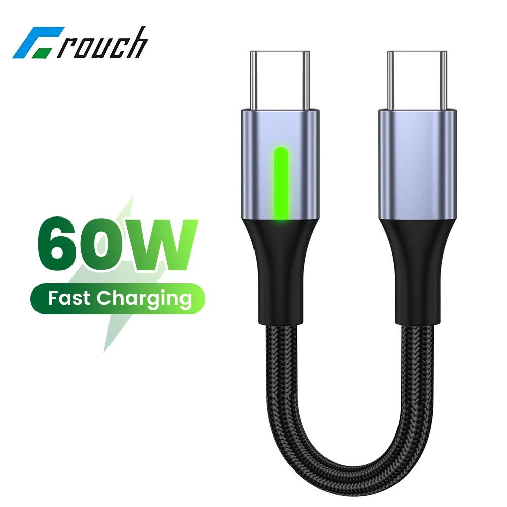 0.25 متر 0.5 متر قصير مزدوج نوع C كابل 60 واط شحن سريع USB نوع C كابل آيفون 15 16 هواوي سامسونج كابل قوة البنك المحمولة