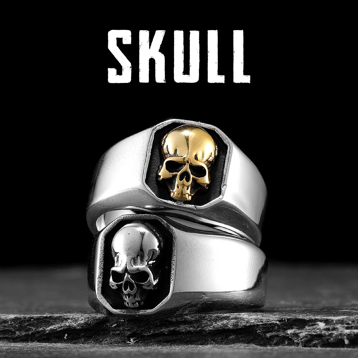 High Polishing Skull Men Rings Stainless Steel Women Jewelry Punk Gothic Rock Simple Design Fashion Accessories Gift Wholesale