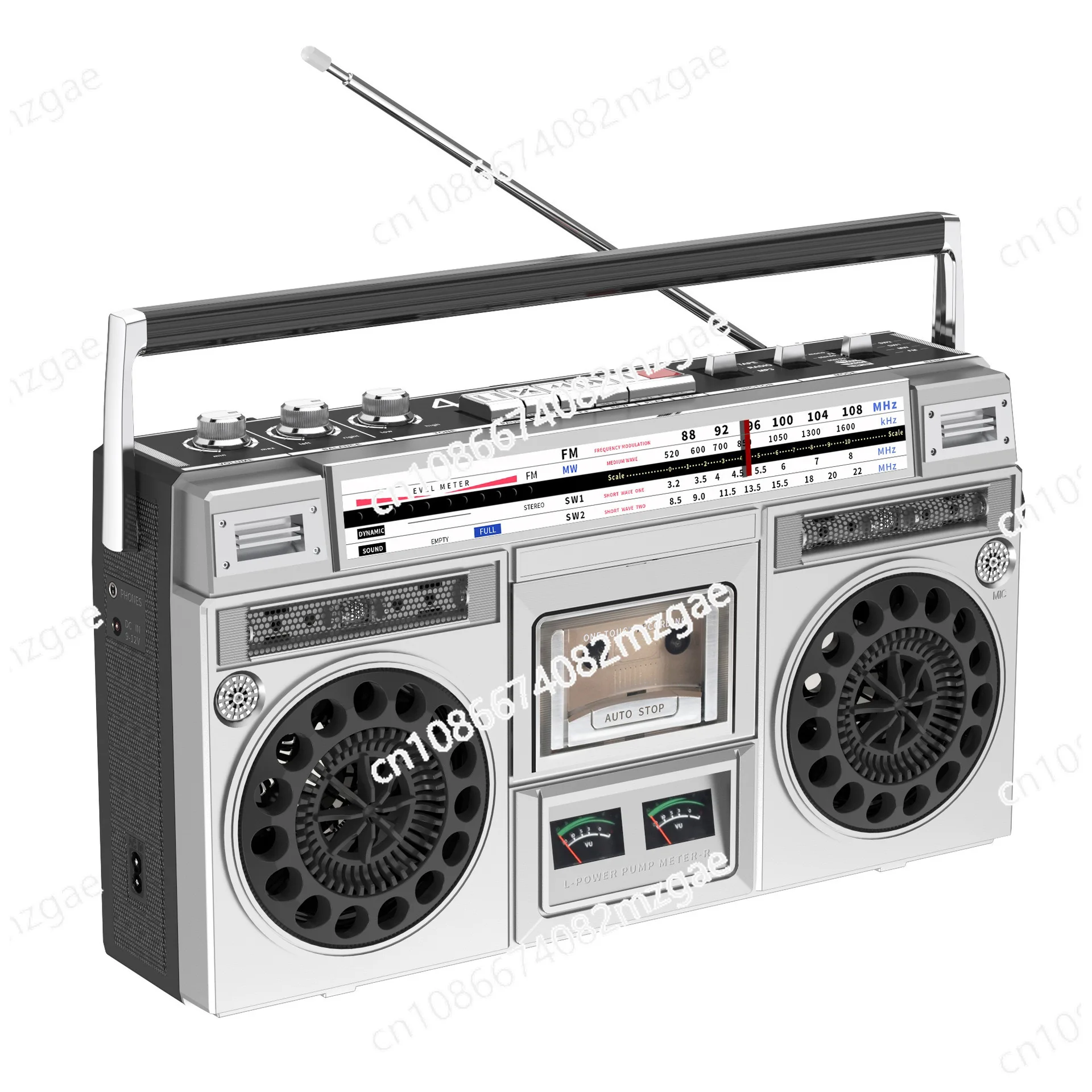 

Classic retro cassette Bluetooth radio, dual stereo speakers, USB audio input