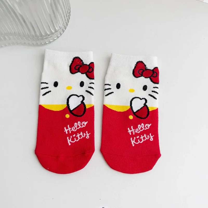 Chaussettes courtes en coton de dessin animé pour enfants, version printemps et automne, chaussettes mignonnes pour filles, accessoires vestisensparent-enfant, HelloKitty