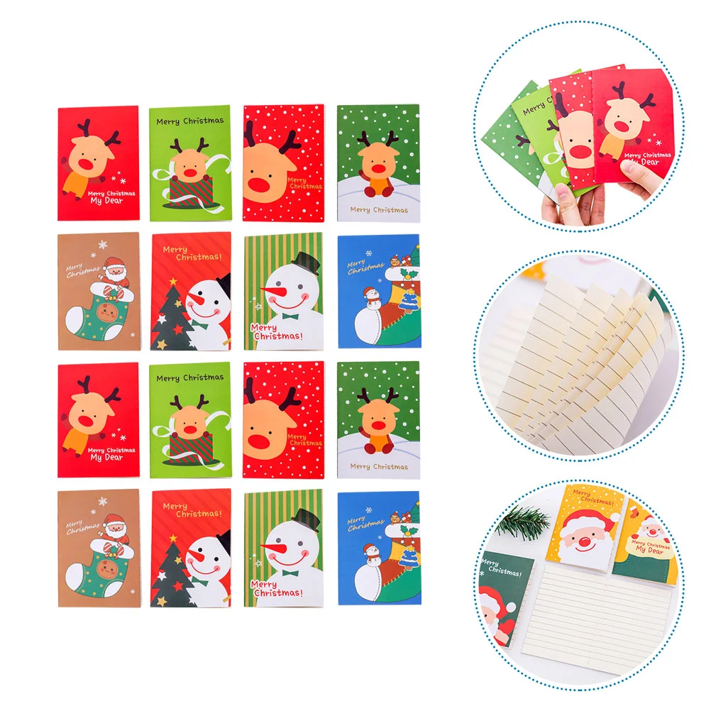 24 Pcs Christmas Pocket Book Notepad Xmas Appearance Portable Mini Notepads Paper School Student Office