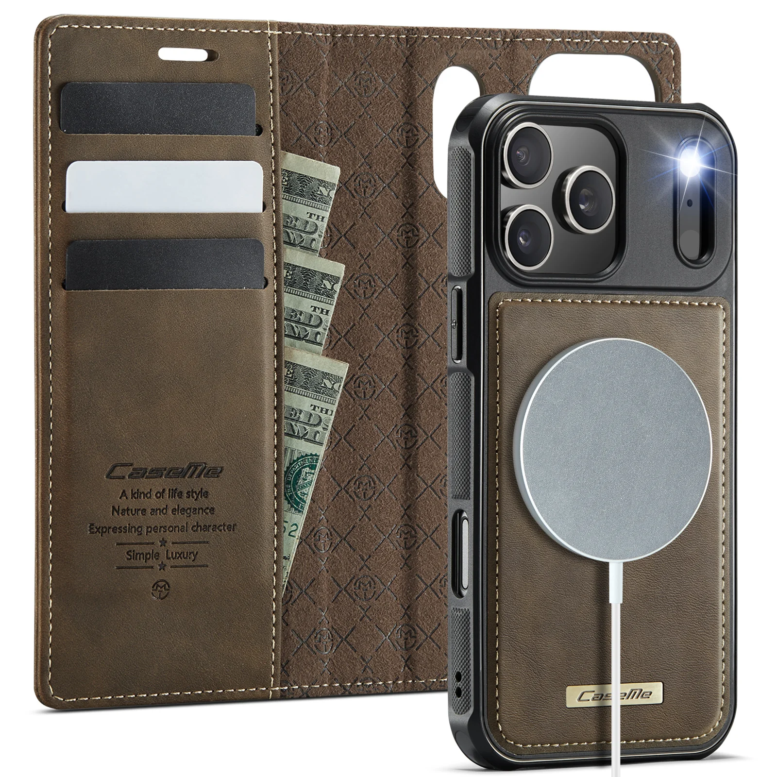 2 في 1 حافظة جلدية سولت بطاقات مغناطيسية لهاتف آيفون 17 برو ماكس 16 بلس 15 14 13 12 مسند مقاوم للصدمات لغطاء Magsafe #2