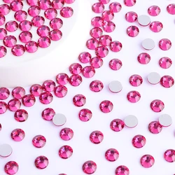 SS3-SS60 vetro Non Hotfix Strass fucsia Flatback cristalli pietre gemme per unghie colla su Strass di diamanti per abbigliamento per unghie vestito