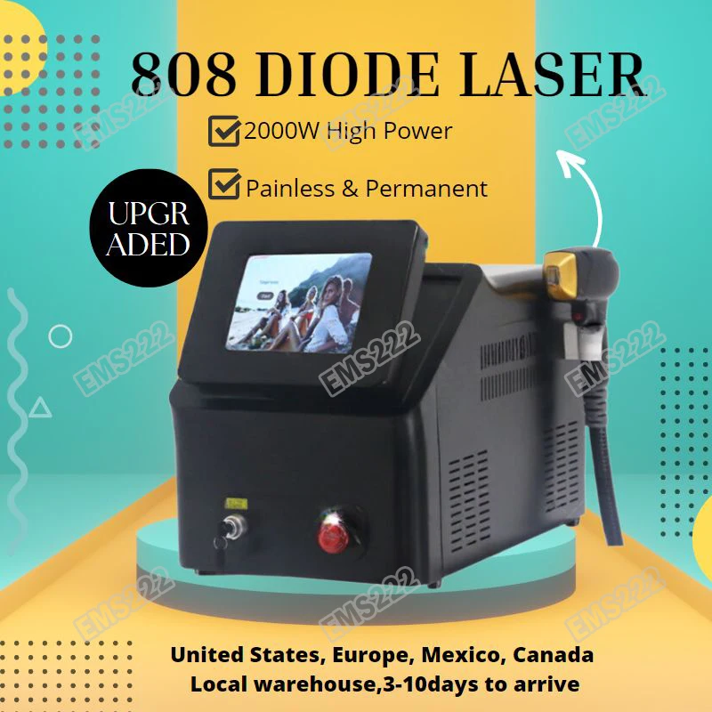 2024 Latest 808NM Diode Laser 3 Wavelength Cooling Head Painless 2000W  Epilator Factory Wholesale Price Skin Rejuvenation