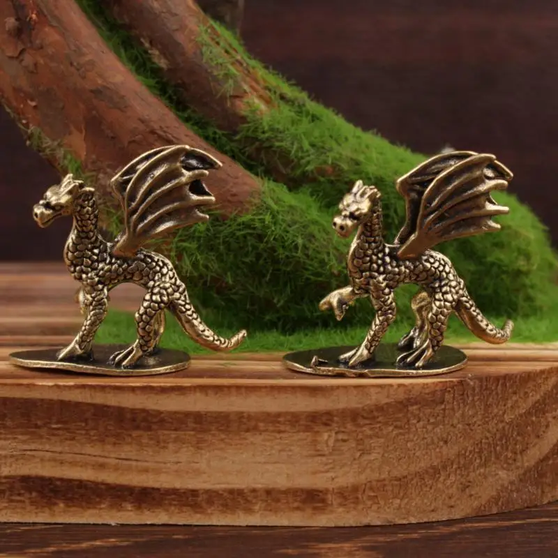 New Pterosaur Brass Ornament Little Flying Dragon Statue Tea Pet Desktop Small Ornament Figurine