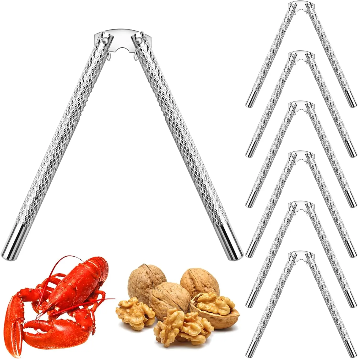 

6-Piece Stainless Steel Nut Cracker Set for Seafood and Nuts, Ergonomic Design, Dishwasher Safe