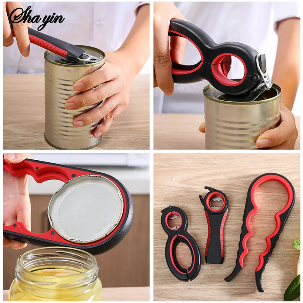 Multifunctional 6-in-1 Jar Opener And 4-in-1 Bottle Opener with Non-Slip Lids Gripper - Kitchen Tool for Easy Opening