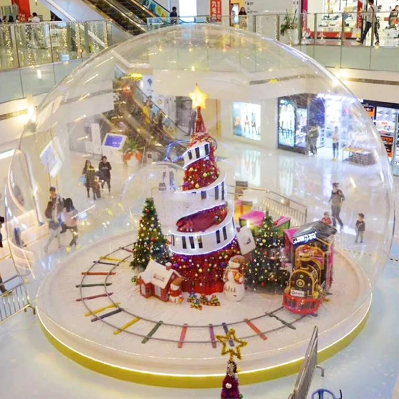 Globo de nieve inflable de Navidad, casa de burbujas transparente, fondo fotográfico, tienda de burbujas, cúpula de aire, globo de nieve, telón de fondo para fotomatón