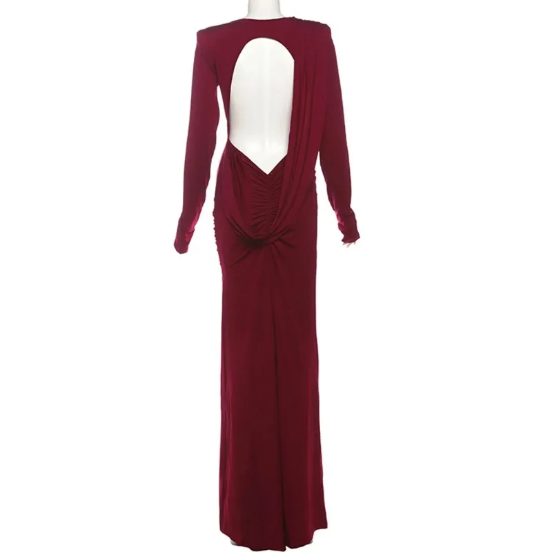 Maternity Photo Dress Long Sleeve Cross Ruched Cutout Back Maxi Gown Pregnancy Photoshoot Baby Shower Maternity Dress