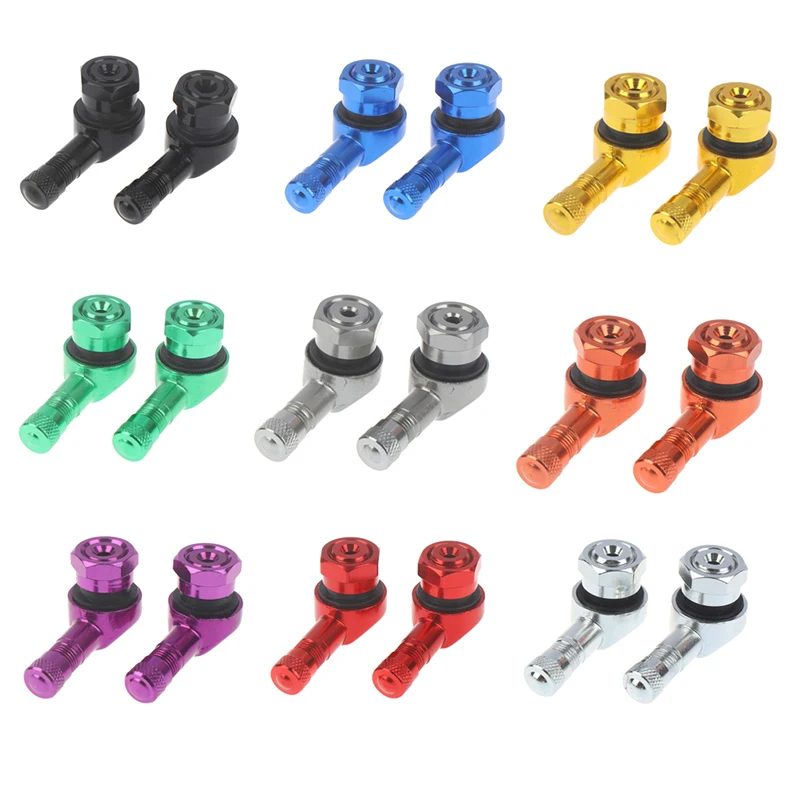 2PCS CNC Motorcycle 90 Degree Angle Wheel Tire Stem Tubeless Valve Aluminum image 2
