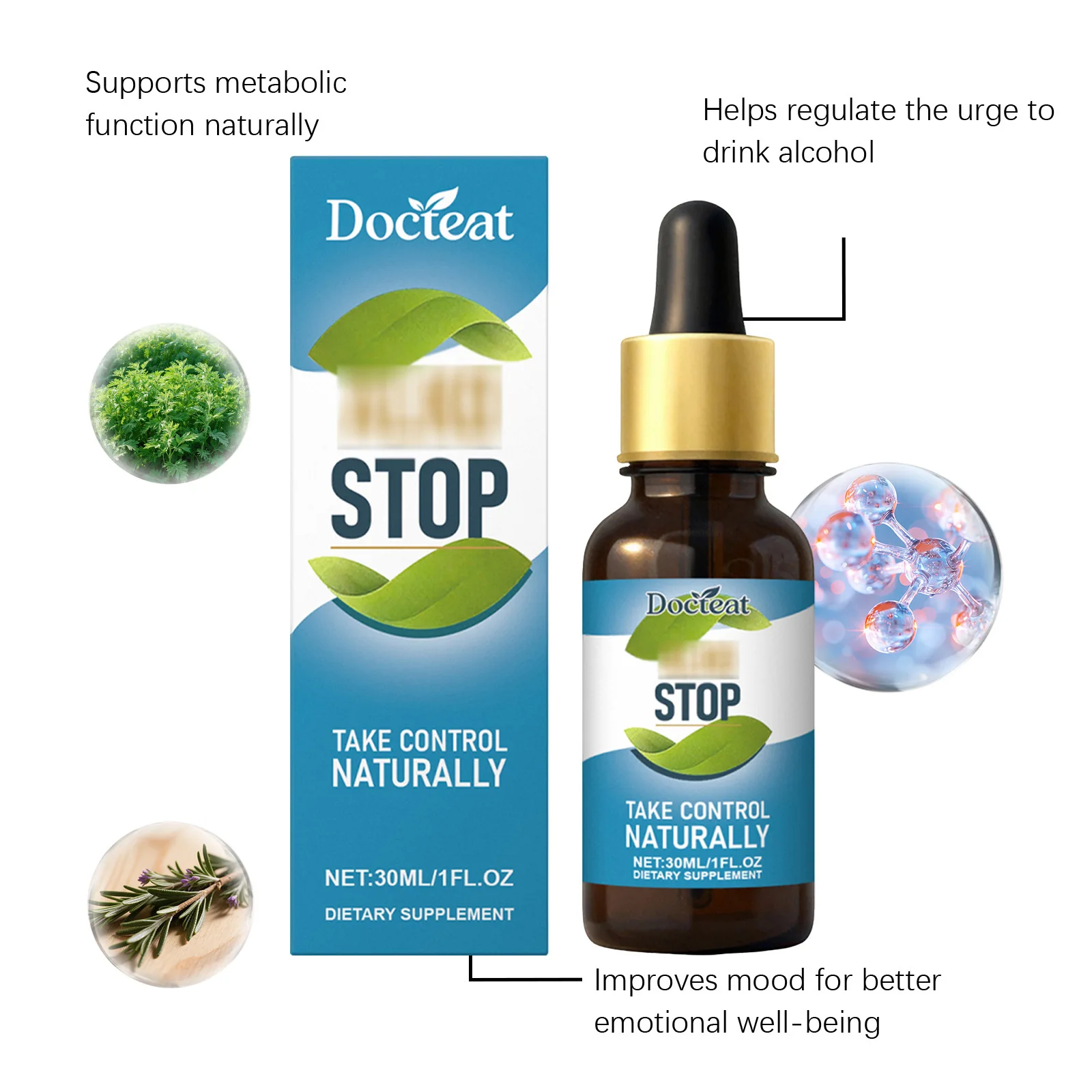 DOCTEAT Health Drops Weight Loss Improving Insomnia Detox Stable Emotions Supplement Nutrition Enhance Vitality Slimming Drops