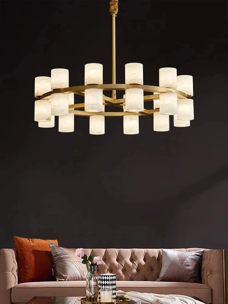 Natural Marble Gold Chrome Black New Trend LED Chandelier Lighting Lustre Suspension Luminaire Lampen For Dinning Room YX324TB