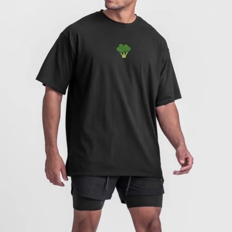 

Sports short sleeved T-shirt for men loose fitting bodybuilding running training T-shirt summer basketball fitness cotton tops