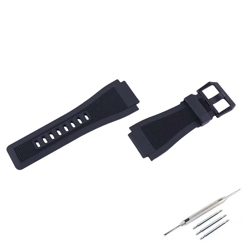 Аксессуары для ремешка для часов 34*24 мм, мягкий резиновый ремешок для часов, совместимый с Bell Ross BR01 BR03, мужской водонепроницаемый силиконовый браслет