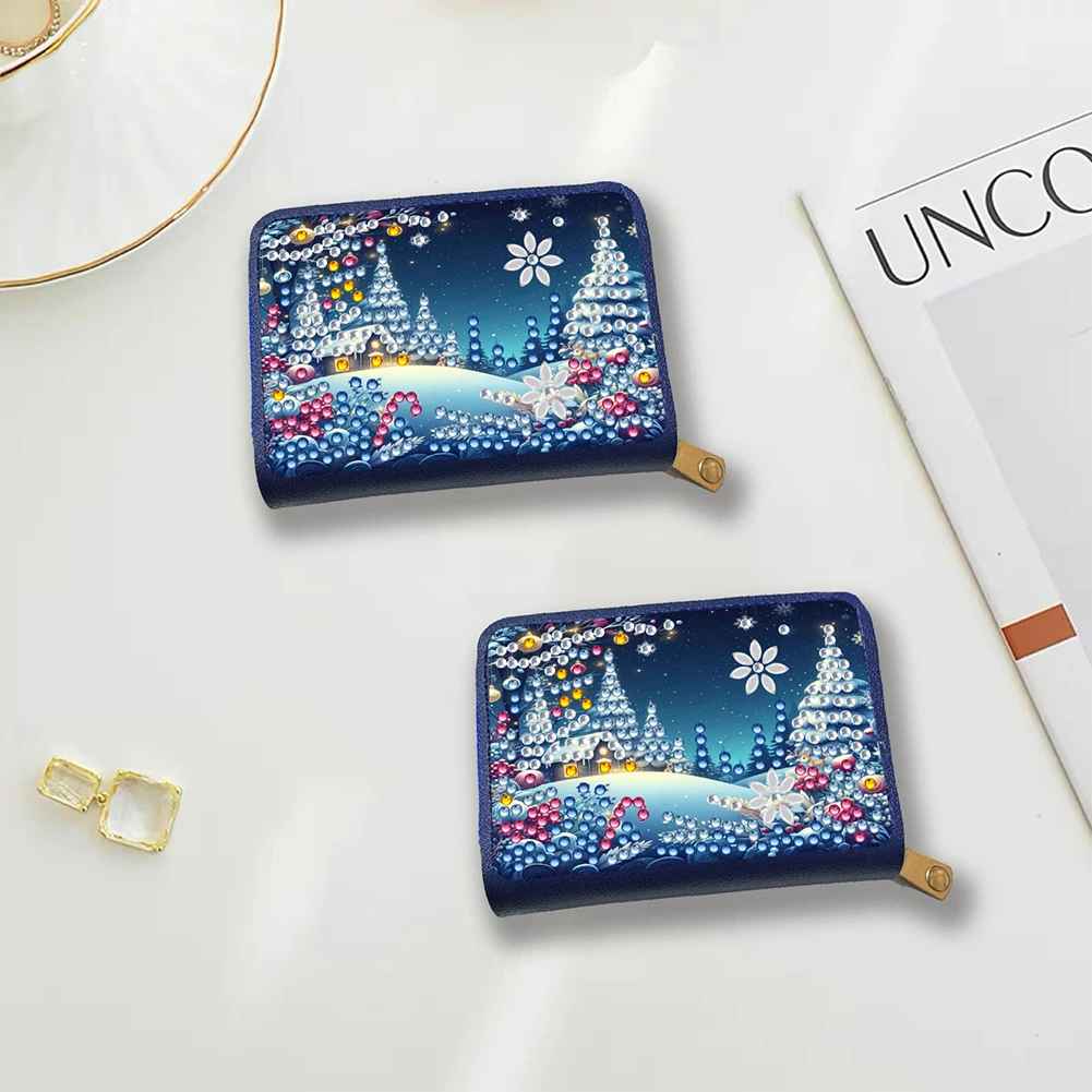 

DIY Diamond Art Diamond Dot Card Pack 5D Diamond Painting Pouch (Snow Scene)