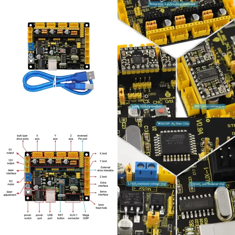 DIY Electronic STEM CNC GRBL V1.0 development board, CNC/ engraving/ car for Arduino