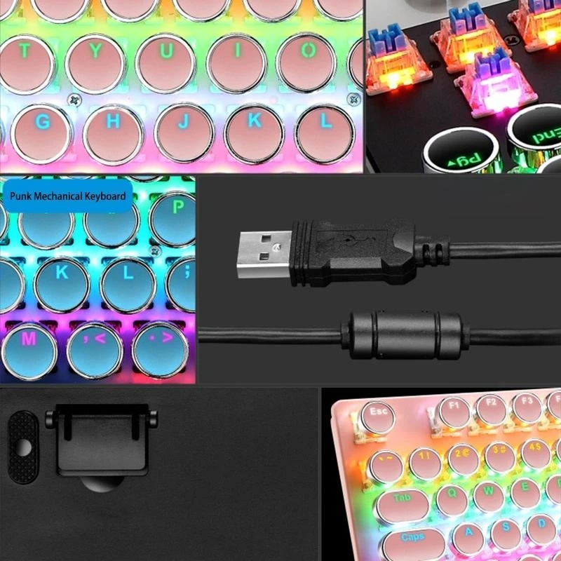 

Keys Green Punk Mechanical Keyboard Metal Panel Round Keycap RGB best sale