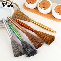 1/2Pcs Stainless Steel Long Handle Kitchen Cleaning Pan Pot Brush Household Dishwashing Bowl Brush Multifunctional Accessories