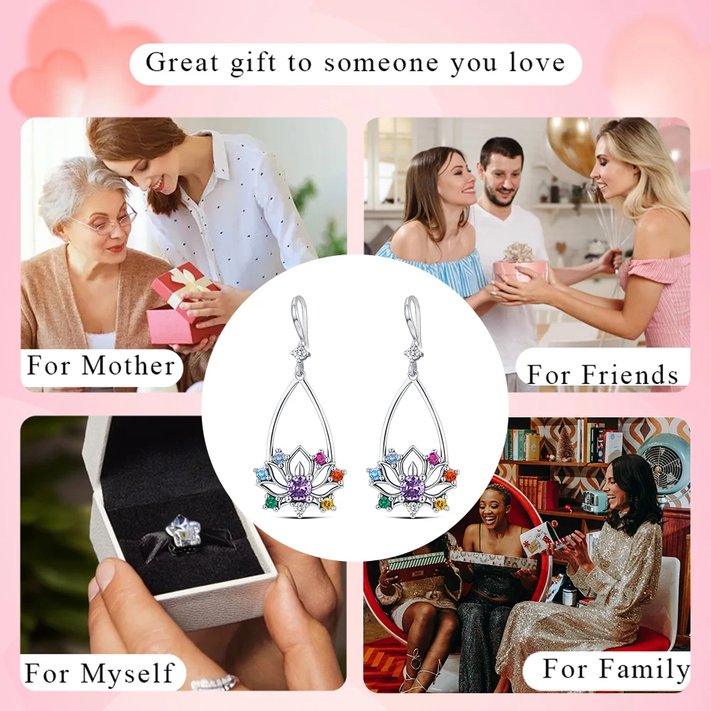 2025 925 فضة أقراط لوتس الكمثرى على شكل أقراط القرط الأصلي للسيدات موضة أصدقاء حفلة ارتداء اليومي الهدايا