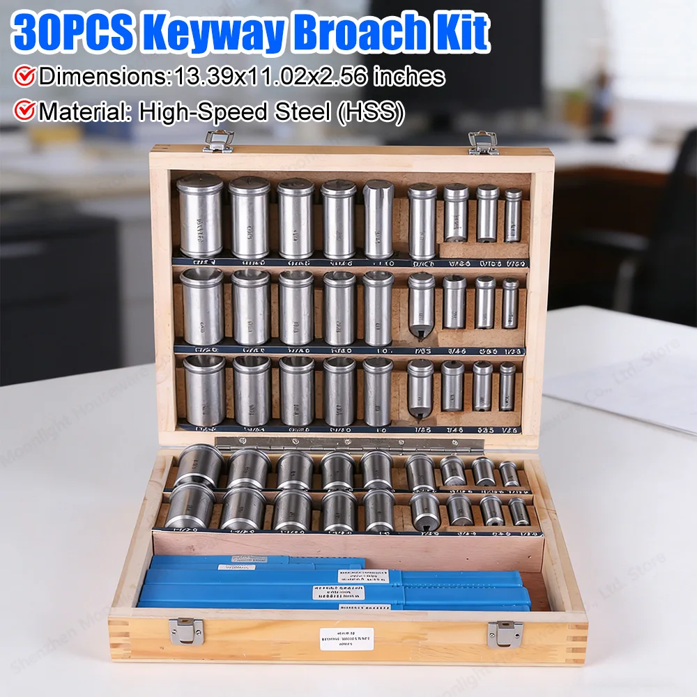 

Keyway Broach Kit Keyway Broach Set Collared Bushing Shim in Fitted Box Metric Size 5 pcs Broach 18 Collared Bushing 7 Gaskets