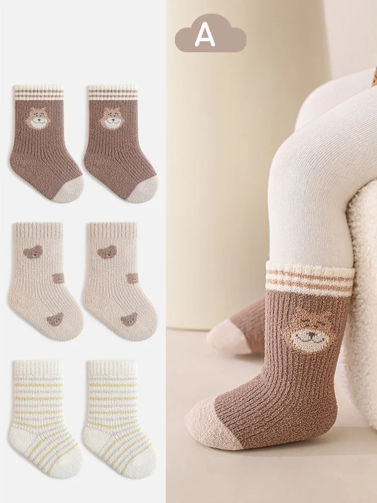 

3 пары лотов детских носков, новые зимние детские утепленные носки с героями мультфильмов, носки-трубочки для новорожденных мальчиков и девочек