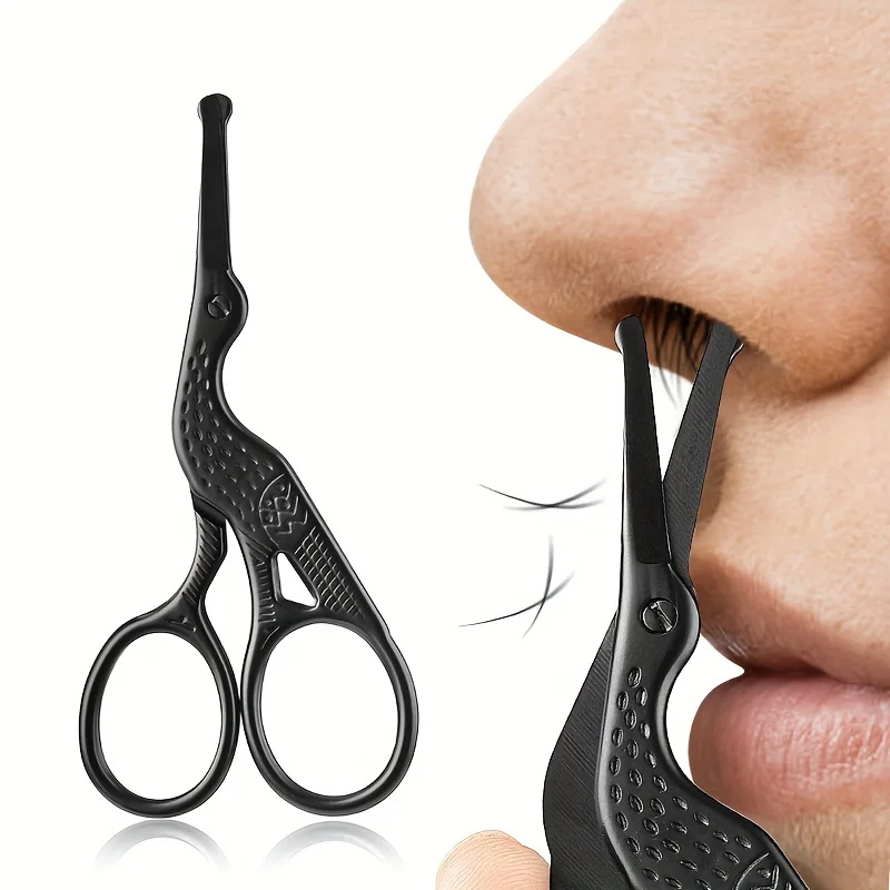 1pcs Stainless Steel Hair Scissors Enhanced Safety Round Tip Stork Scissors for Precise Eyebrow, Nose, Beard Grooming Tool