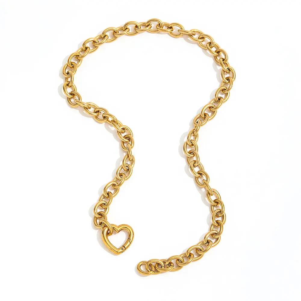 مجوهرات Joolim بالجملة مقاومة للماء ولا تتلاشى موضة متعددة الاستخدامات مكتنزة الحب القلب مشبك قلادة من الفولاذ المقاوم للصدأ للمرأة