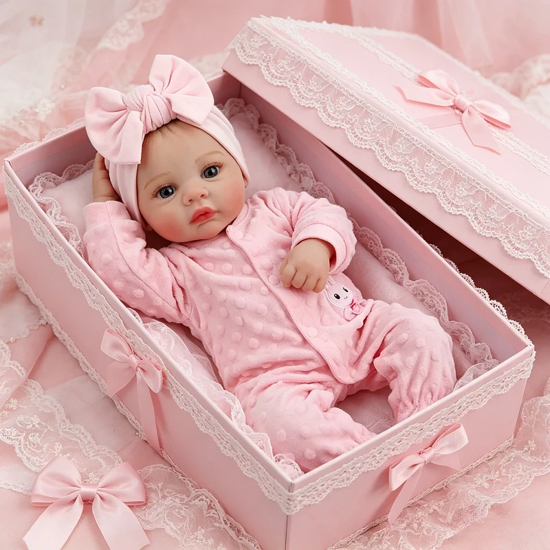 

45M Bebe Reborn Doll Meadow Newborn Blue Eyes Baby Dolls Soft Body Handmade Art Dolls Cotton Toy