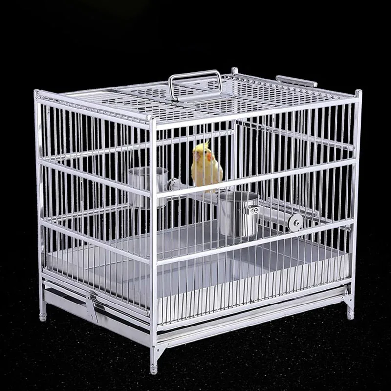 Breeding Bird Cage Decoration Parrot Stainless Steel Bird Cage Feeder Outdoor Parakeet Vogelkooi Accessoires Habitat Decors