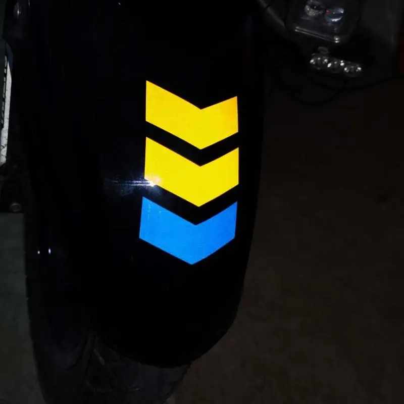 Yellow Blue Down Arrow Reflective Sticker Stripe Vinyl Decal Waterproof Motorcycle Car Racing Fender Decoration