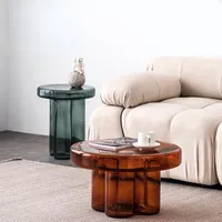 Blown Colored Glass Coffee Table Nordic Living Room Petal Light Luxury Tea Edge Table Modern Simple Instagram Creative Furniture