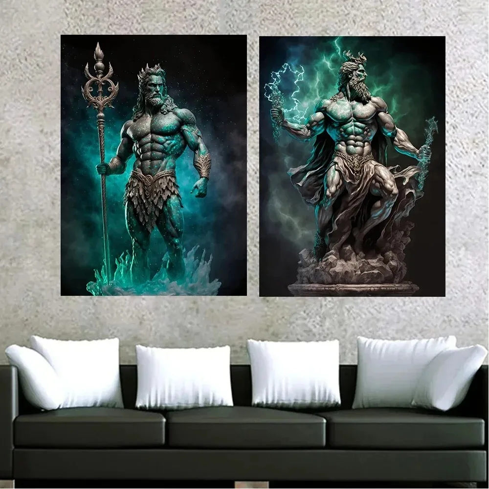 Scandinavian Abstract Wall Art Greek Zeus Ares Myth Thor Medusa HD Canvas Poster Print Home Bedroom Living Room Decoration