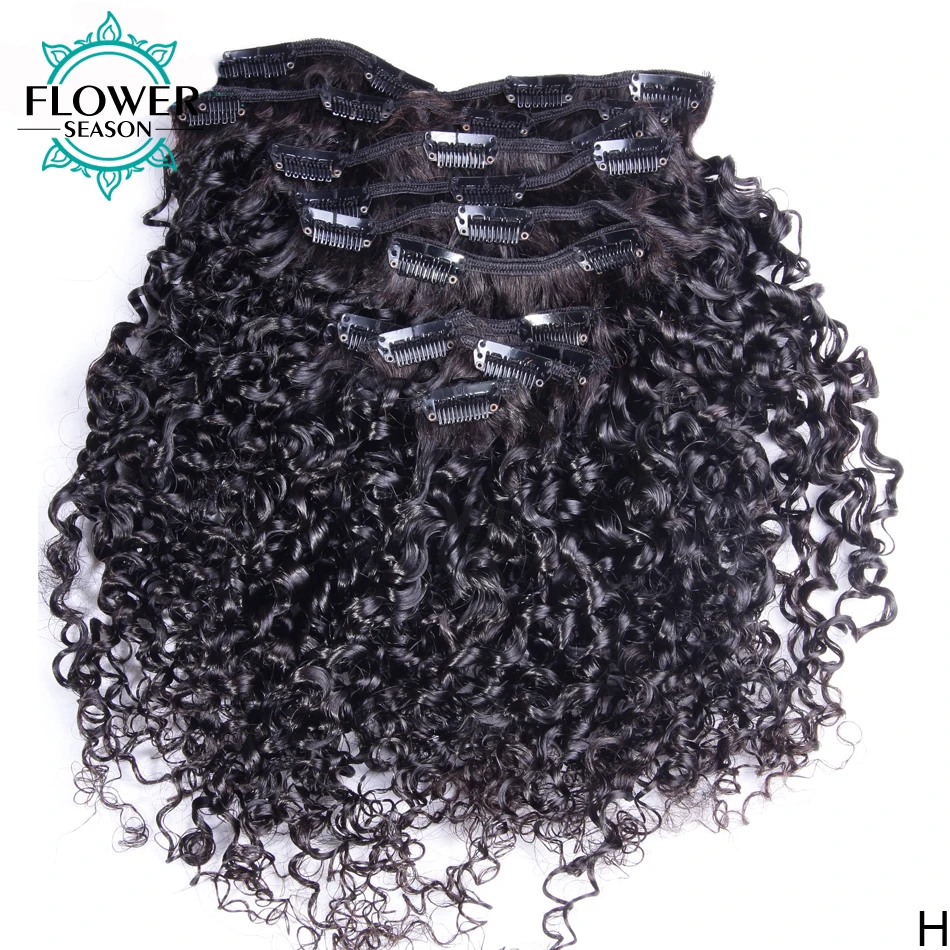 Afro Kinky Curly Clip Ins Hair Extension Human Hair Mongolian Kinky Curly Human Hair Clip Ins Extension 150G Natural Black