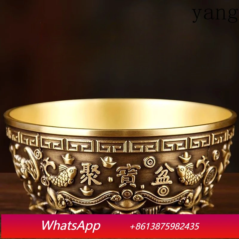 Copper Treasure Bowl Ornaments Incense Burner Home Gathering Wealth Fortune Store Entrance Gift