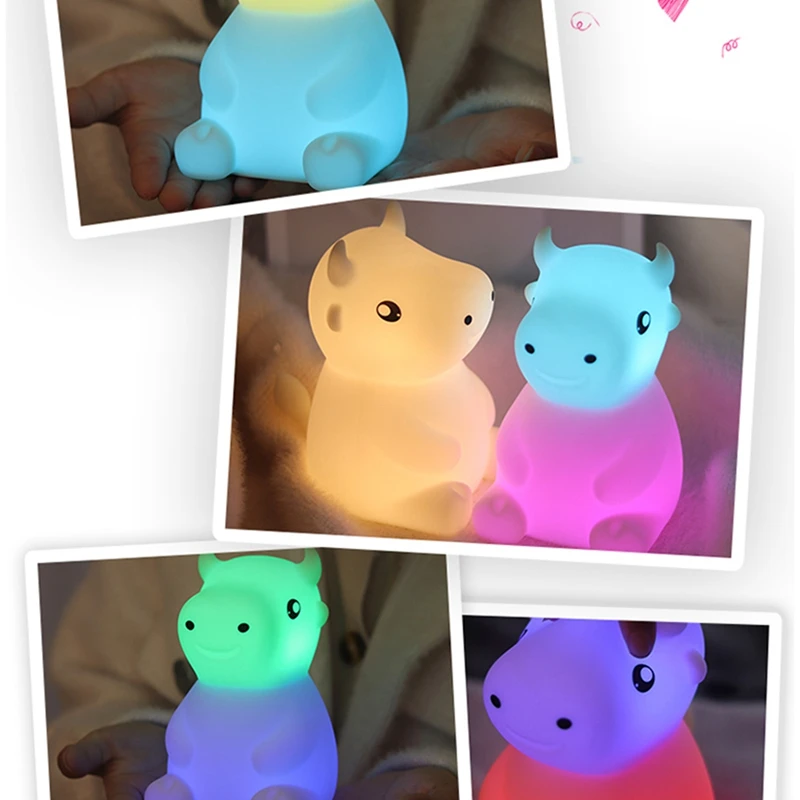 Luz de noche de silicona del zodiaco Niu, regalos de Año Nuevo, atenuación colorida LED con luz para dormir