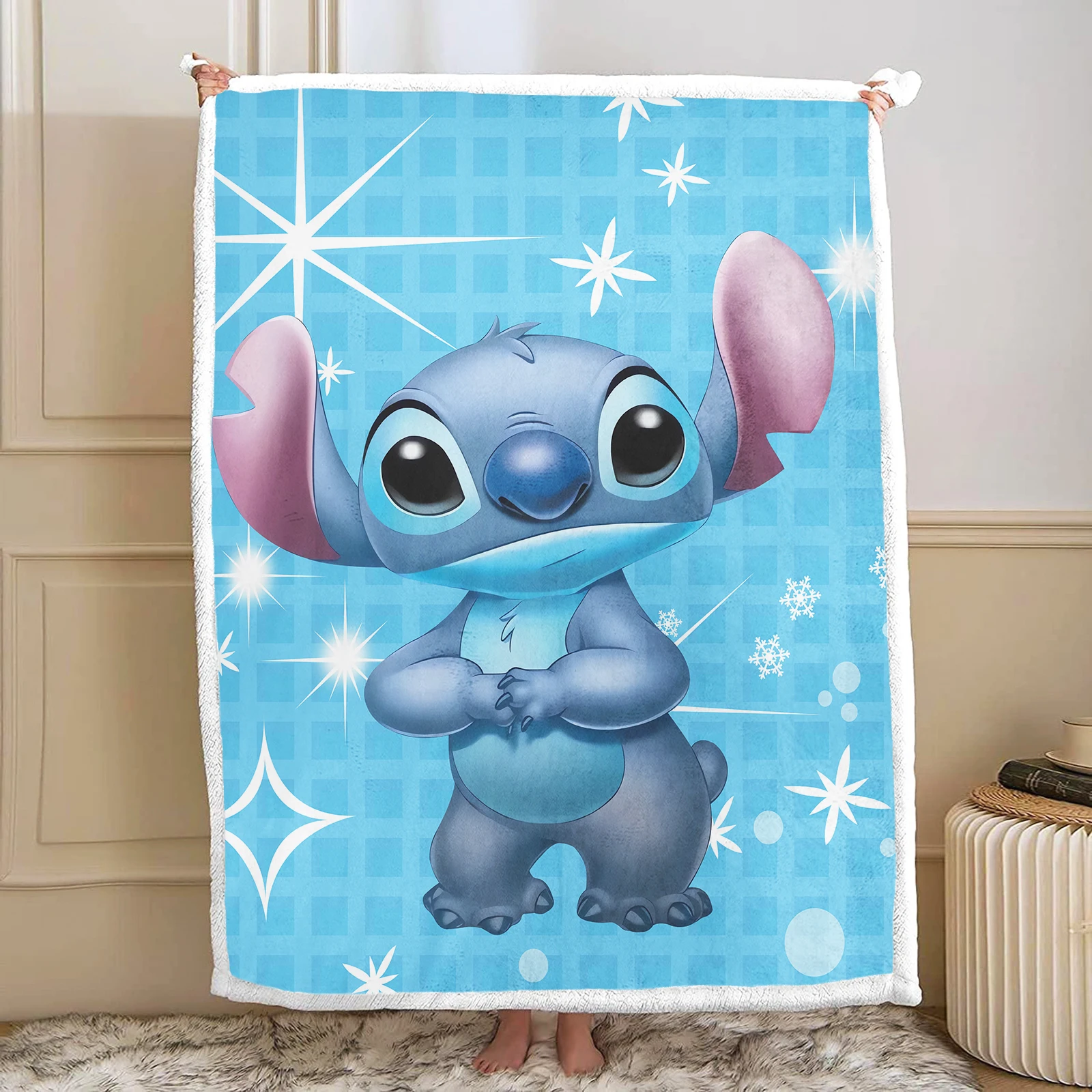 

Stitch Fluffy Blankets Cartoon Soft Skin-Friendly Children Various Size Cute Printed, Luxury Winter Throws