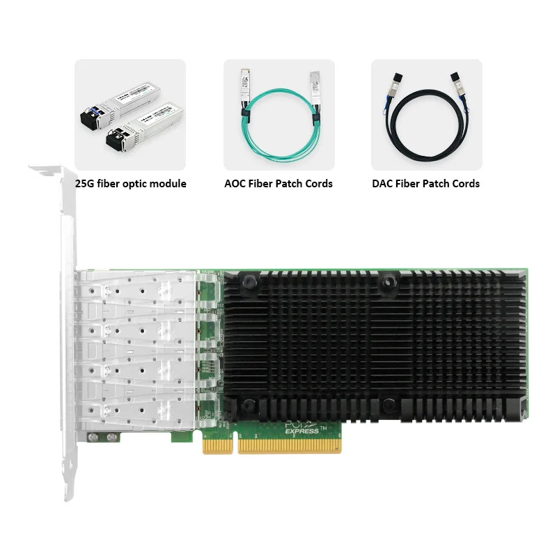 LR-LINK 1027PF 25Gb Quad Port PCI-E Network Card NIC Compatible with Intel 800 Series Controller PCI Express Ethernet Adapter