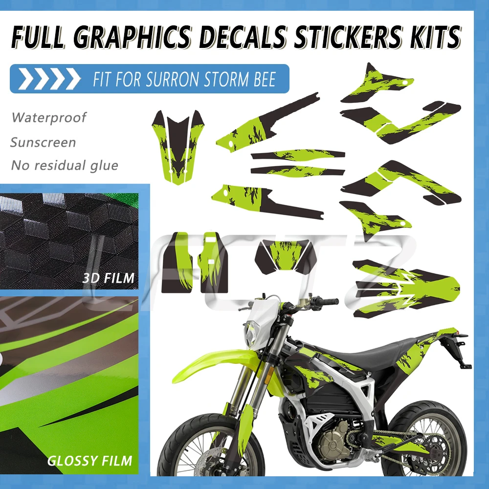 Fit for Sur-Ron Surron Storm Bee 2023-2024 Motocross Graphics Kit Fairing Decor Background Decals Stickers Custom Number Name