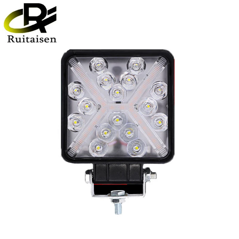 Led Work Light Bar Square Spotlight DRL Yellow 48W Work Light Headlight For Truck Off Road Night Driving Light For SUV 12V-24V