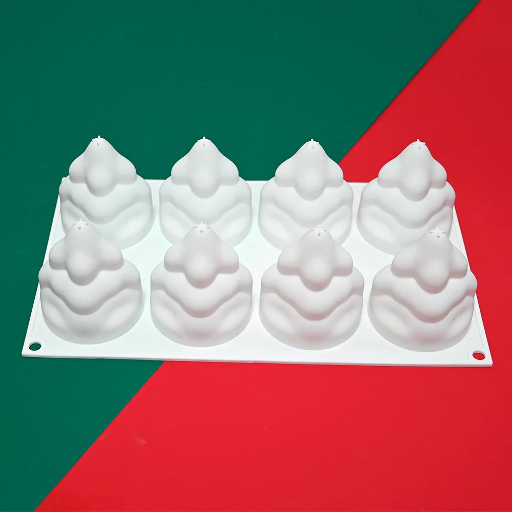 8 Holes Cream Christmas Tree Chocolate Cake Baking Tool Festival Party Biscuit Jelly Candy Silicone Mold 3D Stack Plant Ice Tray