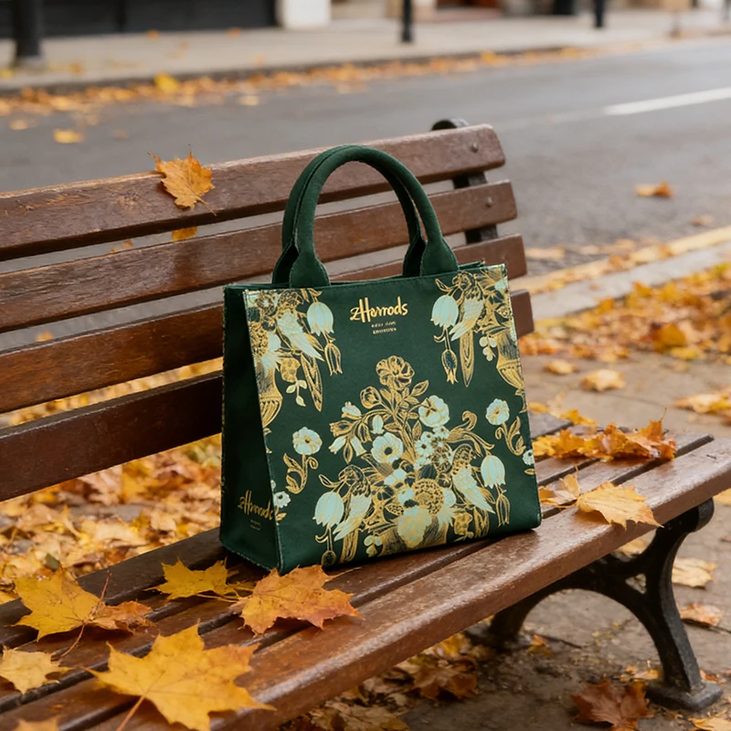 Brand Flower Print Canvas Tote Bags for Women Fashion Letter Shopping Cotton Bag Floral Luxury Designer Handbag