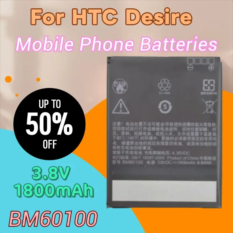 

3.8V 1800mAh High Quality Phone Battery BM60100 for HTC Desire 400Dual 500 506e 600 606W T608T Z4 C525c C525E One SC / ST/SU/SV