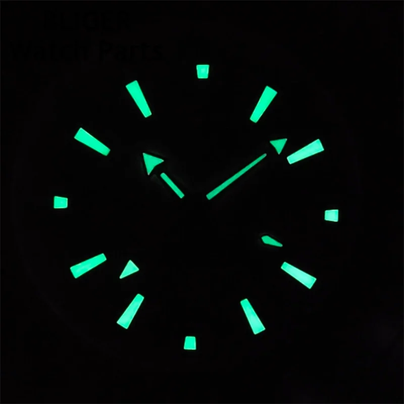 BLIGER 31mm black blue gray white watch dial GMT four hands green luminous watch dial for NH34 Movement watch accessories