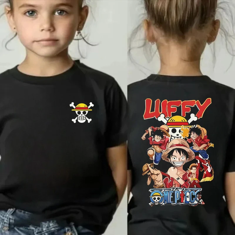 

One Piece Japanese Anime Print Cotton T-Shirt Luffy Zoro Children's Casual Short Sleeve Tee Kids Luffy T-shirt Family Clothing