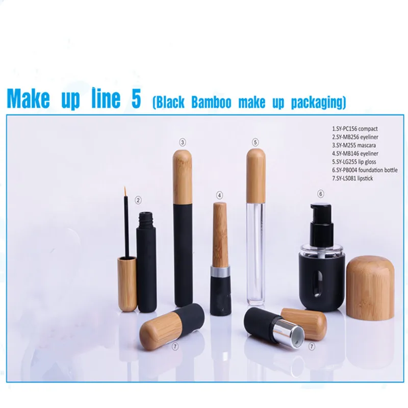 

10/20/30/50pcs 6ml Empty Cosmetic Container Black Mascara Tube Eyelash tube Lip Gloss Lipstick Tube Refillable Bottle Bamboo Cap