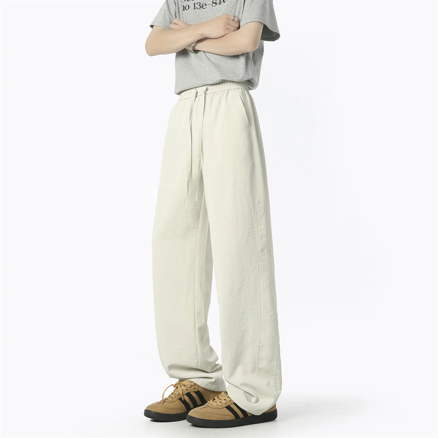 

Мужские летние спортивные брюки Cleanfit в японском стиле, свободного кроя, прямые, из ледяного шелка, однотонные, универсальные, комфортные...