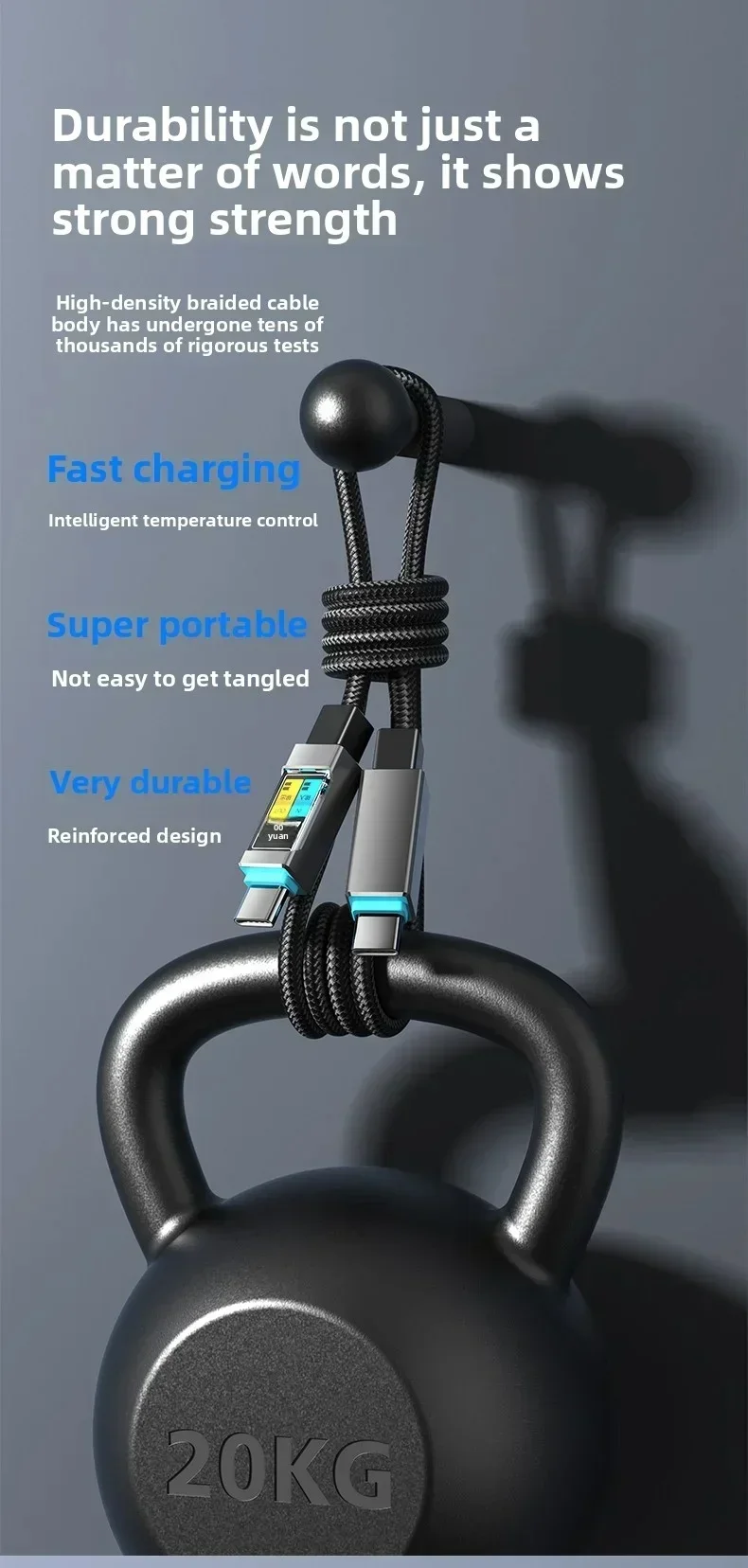 PD USB-C-Kabel, Schnellladekabel für Handys, Datenkabel für iPhone 17, Samsung, Xiaomi, Huawei, USB-Typ-C-auf-Typ-C-Schnellladekabel. – Detail 7