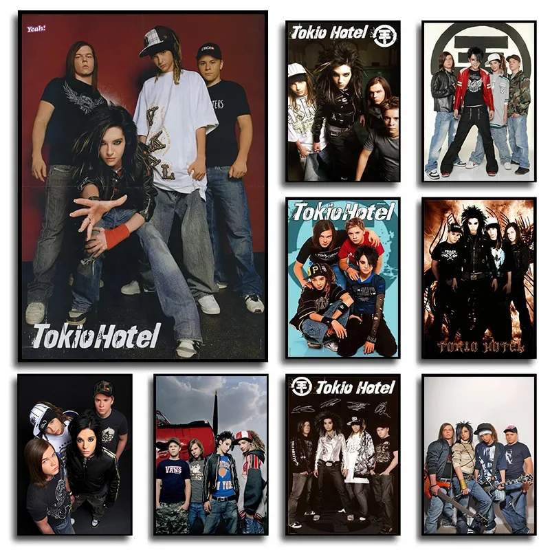 Metal Rock Band Tokio Hotel Portrait Music Album Singer Bill Tom Poster Printed Canvas Painting Wall Pictures Home Decor Gift