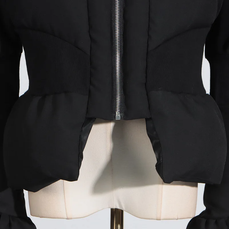 Femmes manteau automne hiver nouveau décontracté à la mode polyvalent taille mince col montant court coton rembourré veste fermeture éclair haut à manches longues